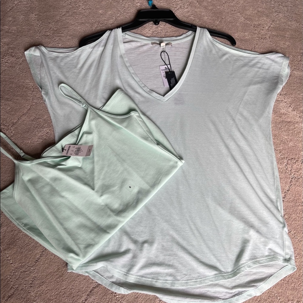 Express One Eleven cold shoulder and tank top set